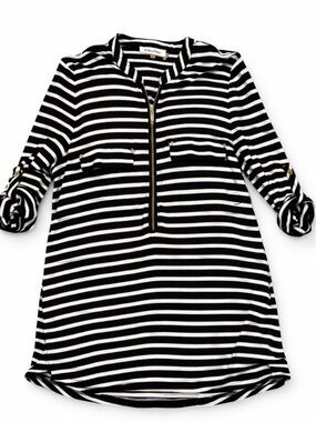 Calvin Klein Black & White Striped Zip Tunic